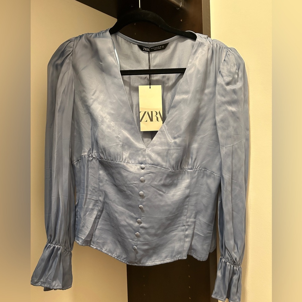 Zara Silky Blue Top